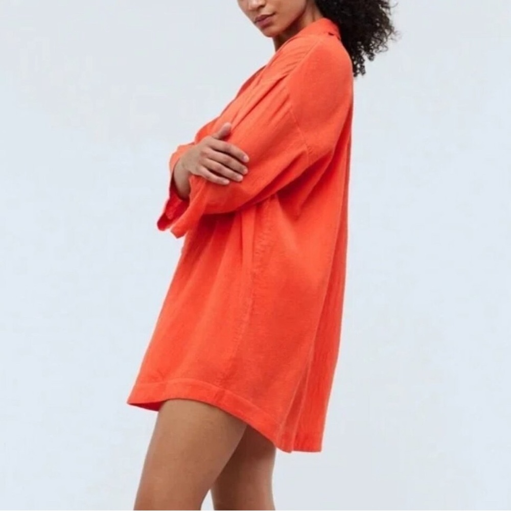 Madewell Beach Swim Coverup Oversized Mini Dress Orange